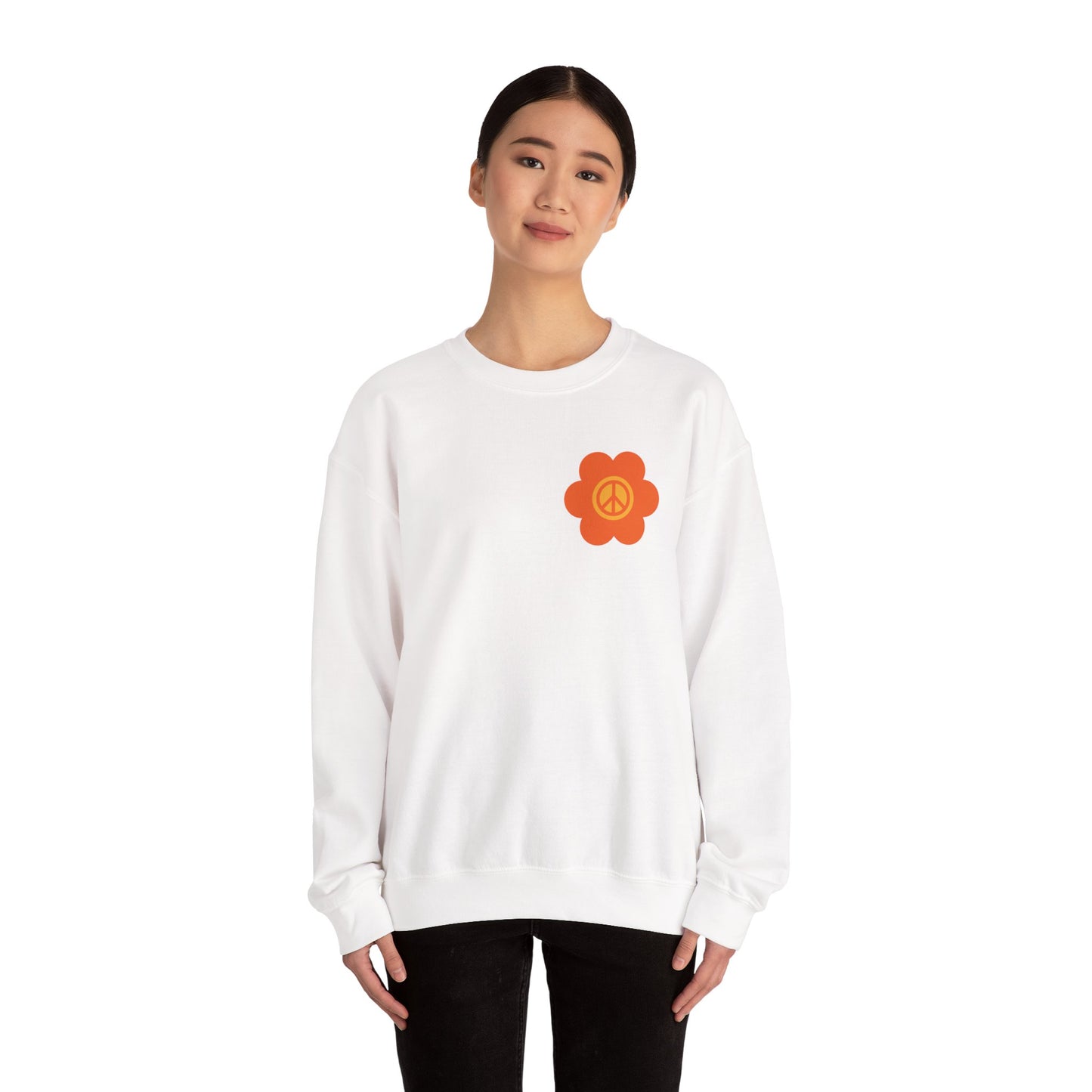 Peace Sign in Orange Flower Sweatshirt