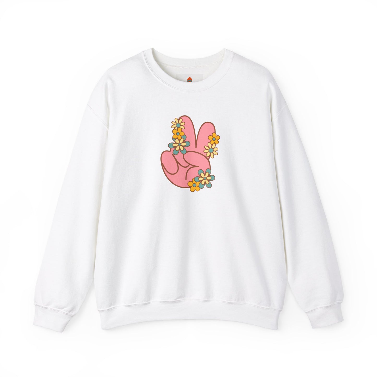 Peace Hand Sign with Flowers Sweatshirt