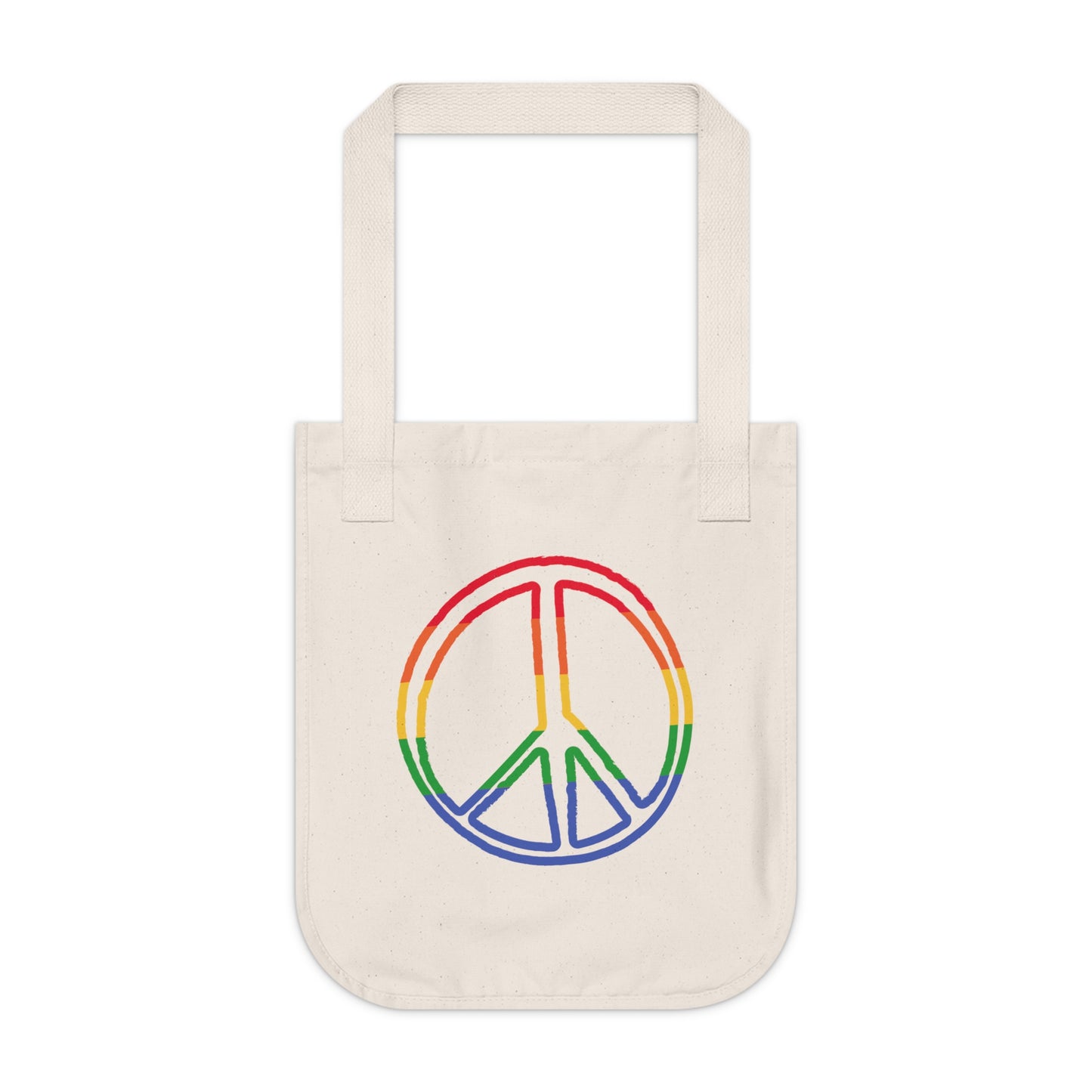 Drawing of Rainbow Peace Sign Organic Canvas Tote Bag