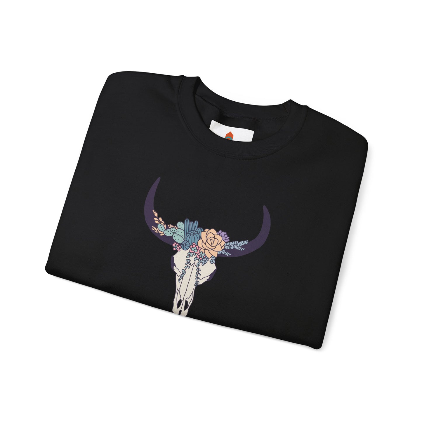 Buffalo Skull with Flowers Sweatshirt