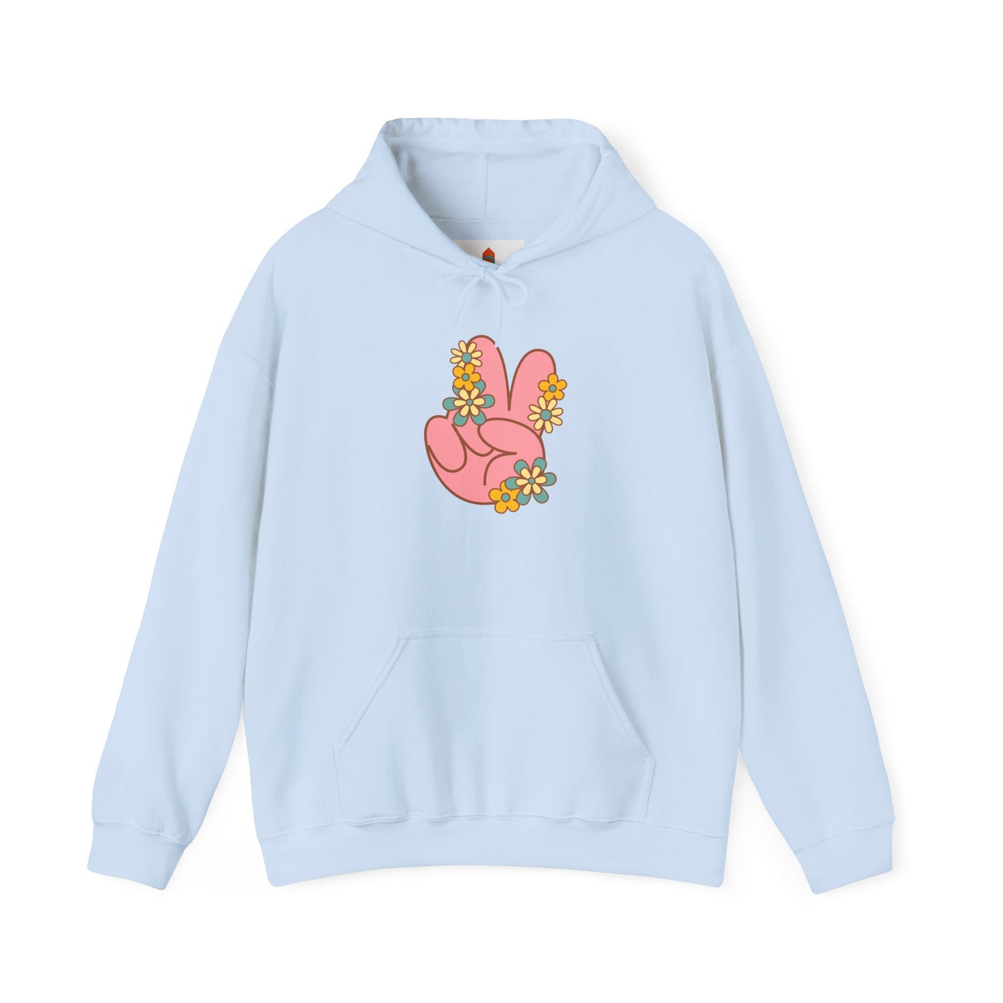 Peace Hand Sign with Flowers Hoodie