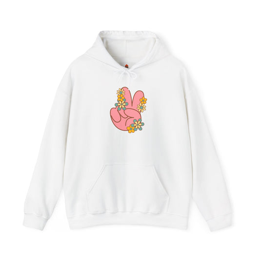 Peace Hand Sign with Flowers Hoodie