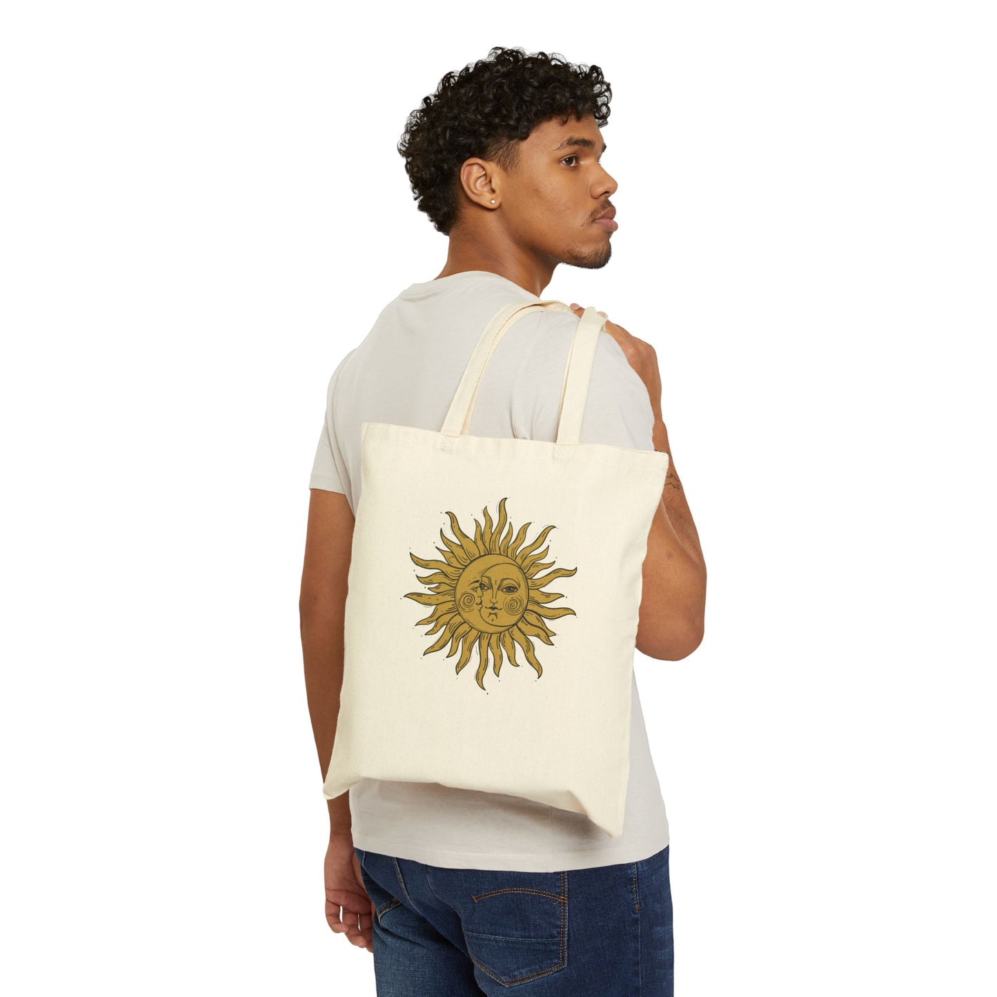 Sun and Moon Design Cotton Tote Bag