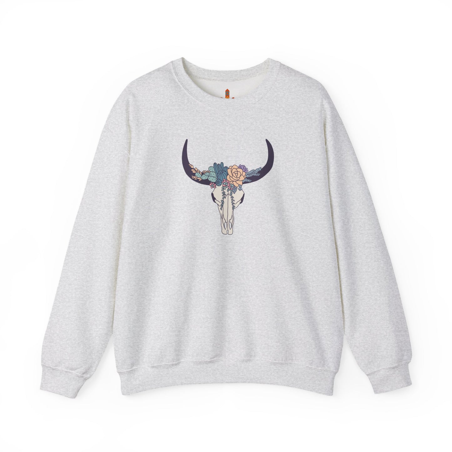 Buffalo Skull with Flowers Sweatshirt