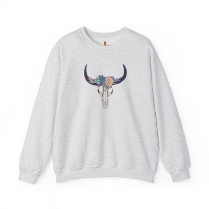 Buffalo Skull with Flowers Sweatshirt