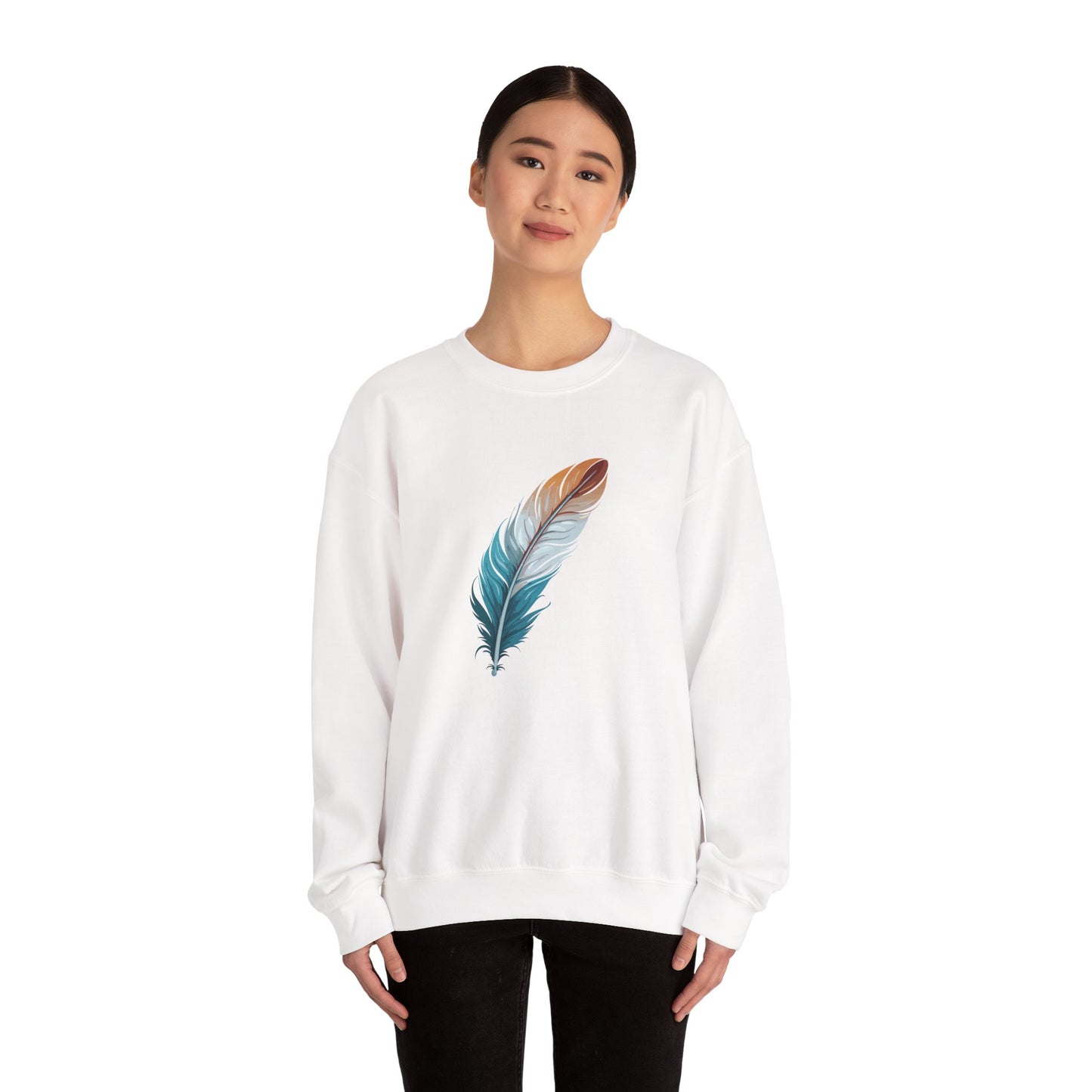 Blue and White Feather Sweatshirt