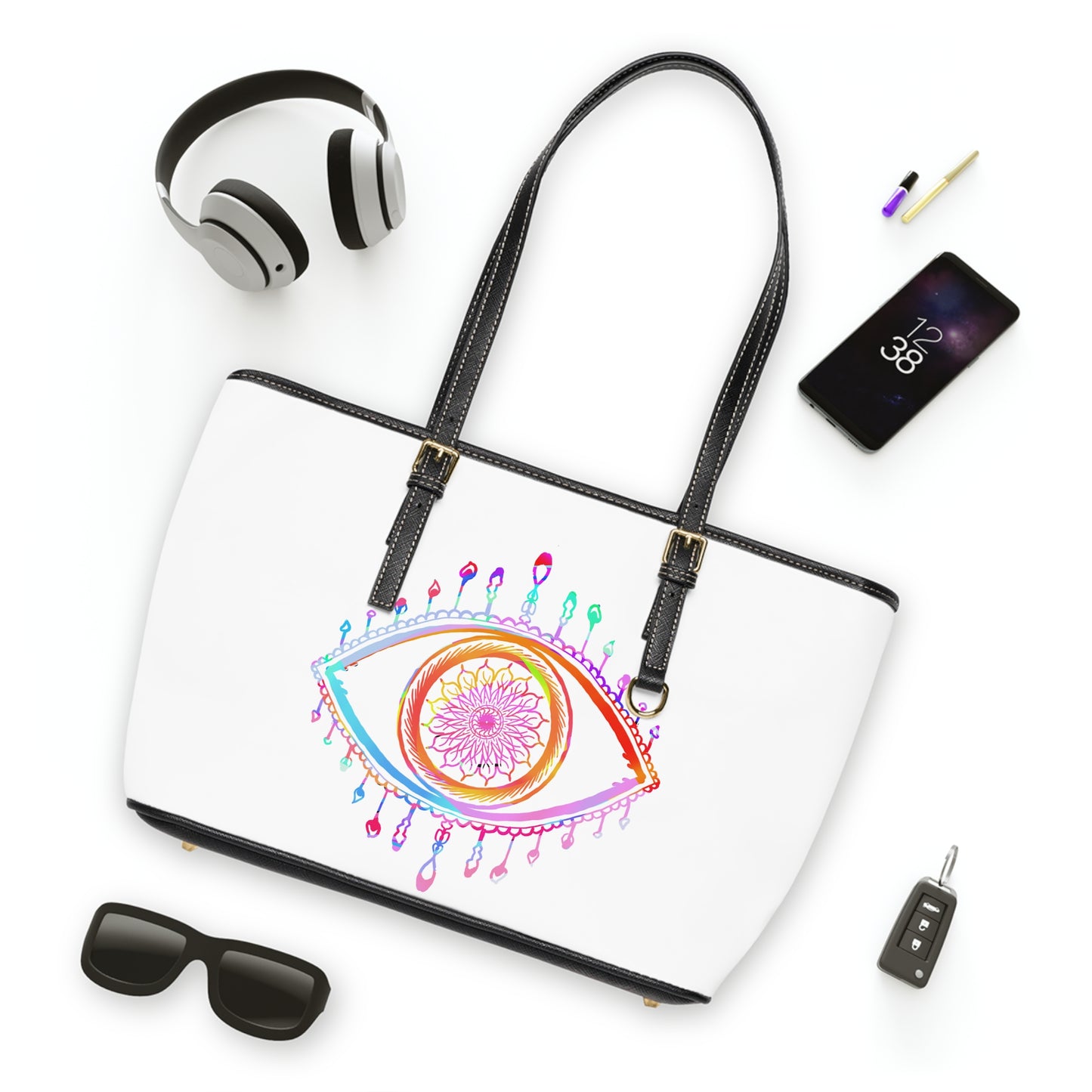 Evil Eye Art Leather Shoulder Bag