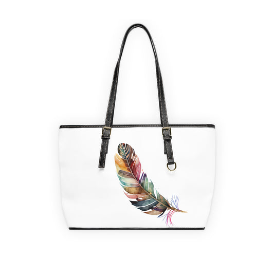 Feather Drawing Leather Shoulder Bag