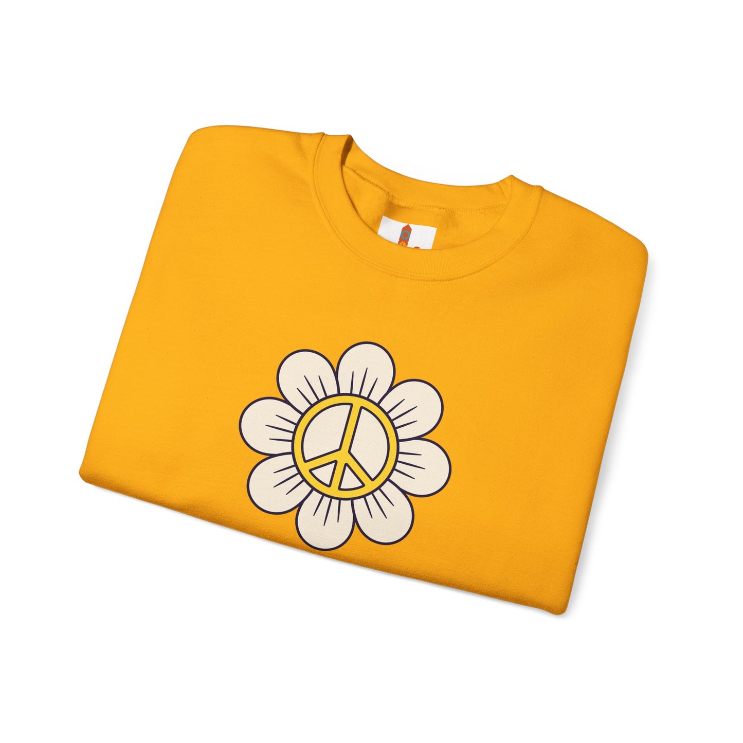 Yellow Peace Sign in a Flower Sweatshirt