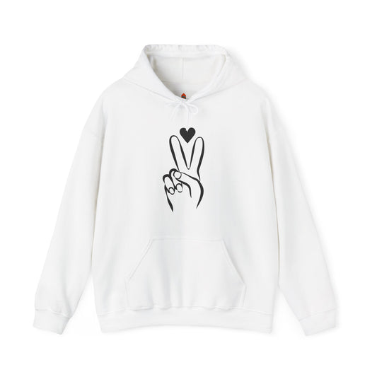 Peace Hand Sign with Heart Hoodie