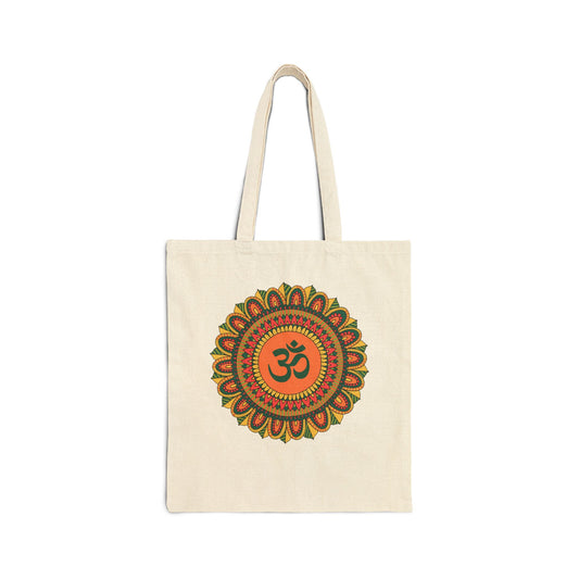 Om Multicolor Mandala Cotton Tote Bag