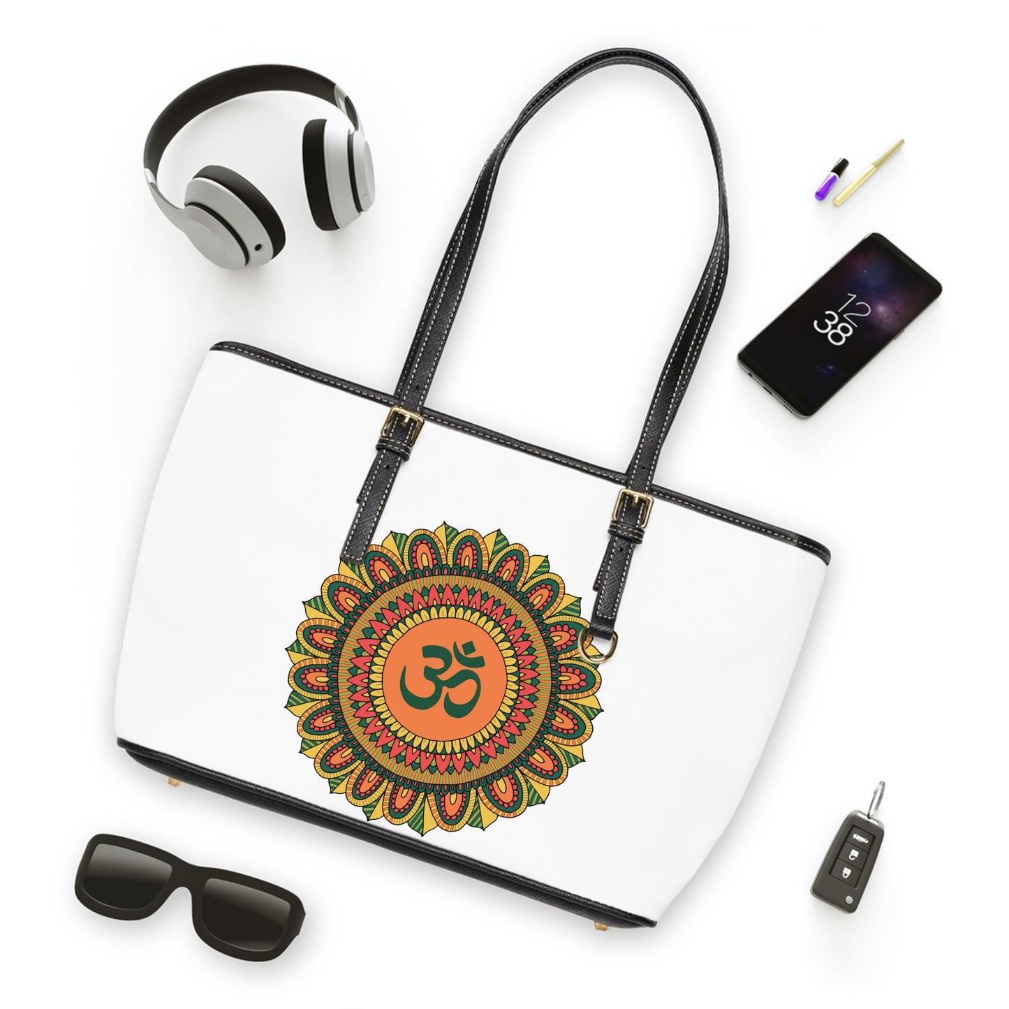 Om Multicolor Mandala Leather Shoulder Bag