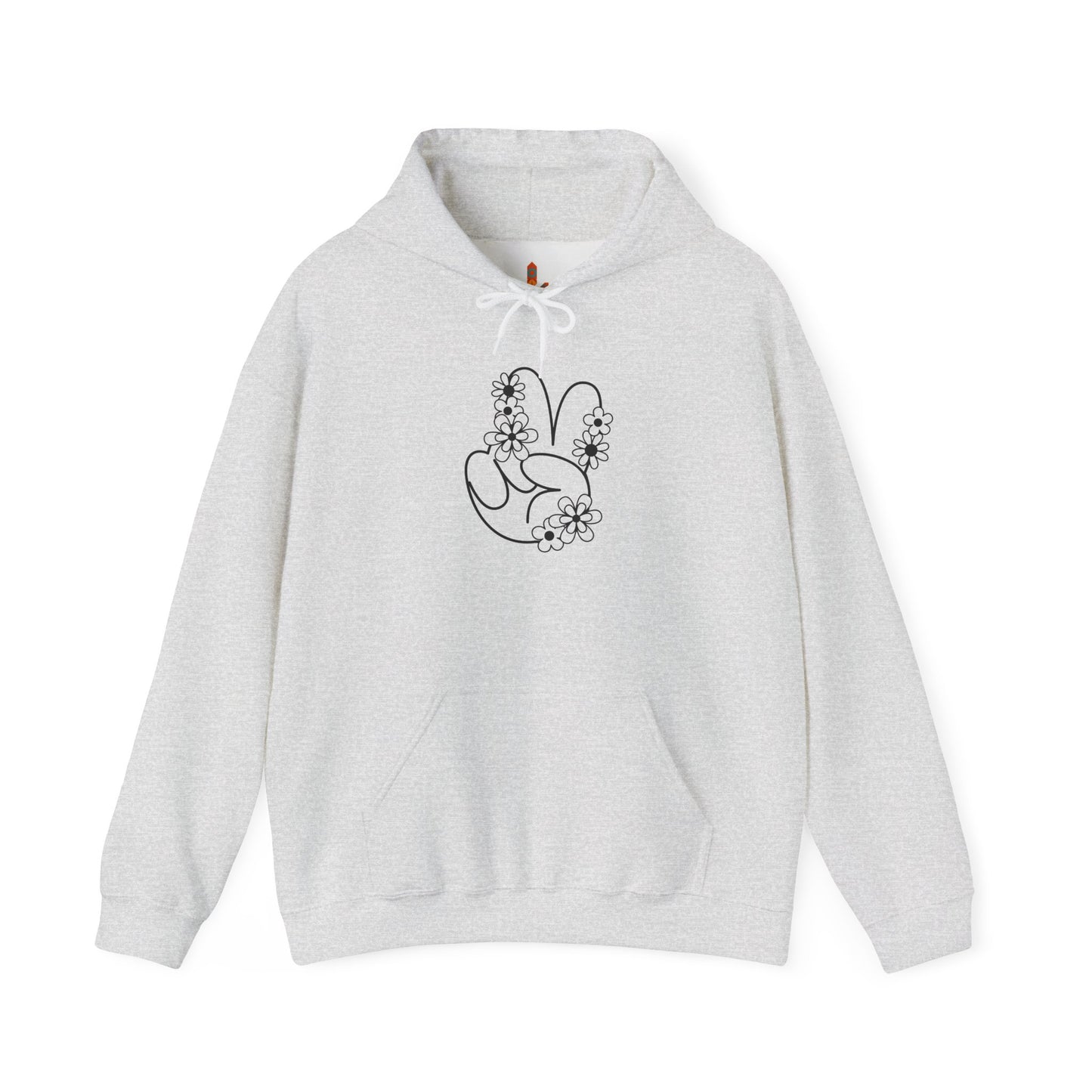Black Peace Hand Sign with Flowers Hoodie