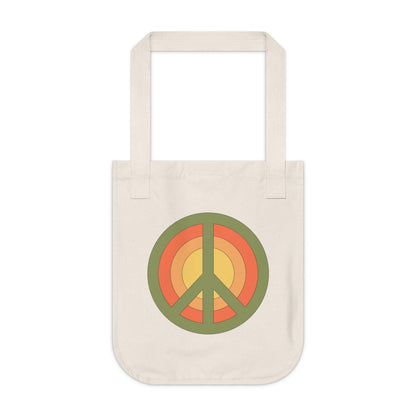 Retro Peace Sign Design Organic Canvas Tote Bag