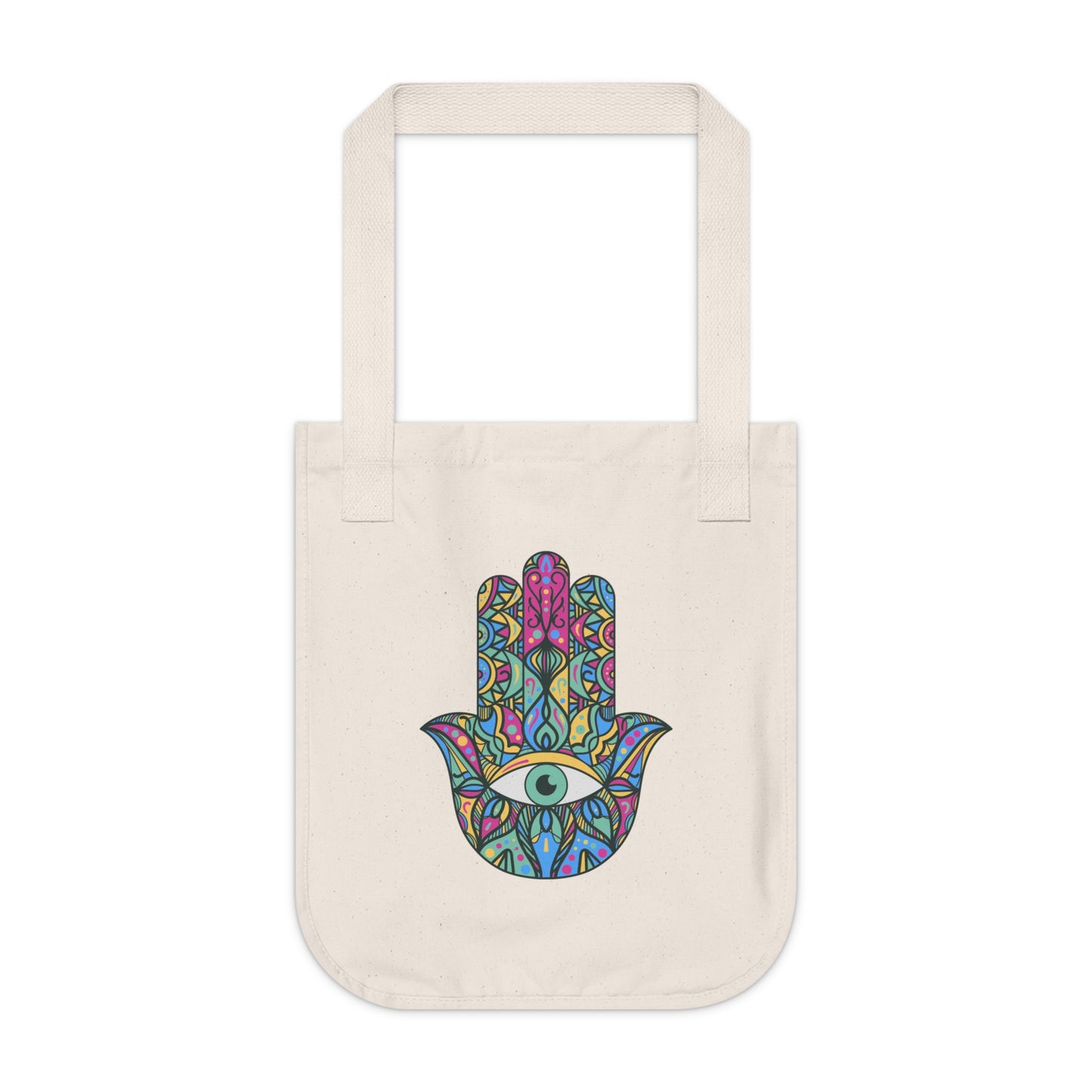 Colorful Hamsa Hand Organic Canvas Tote Bag