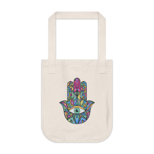 Colorful Hamsa Hand Organic Canvas Tote Bag