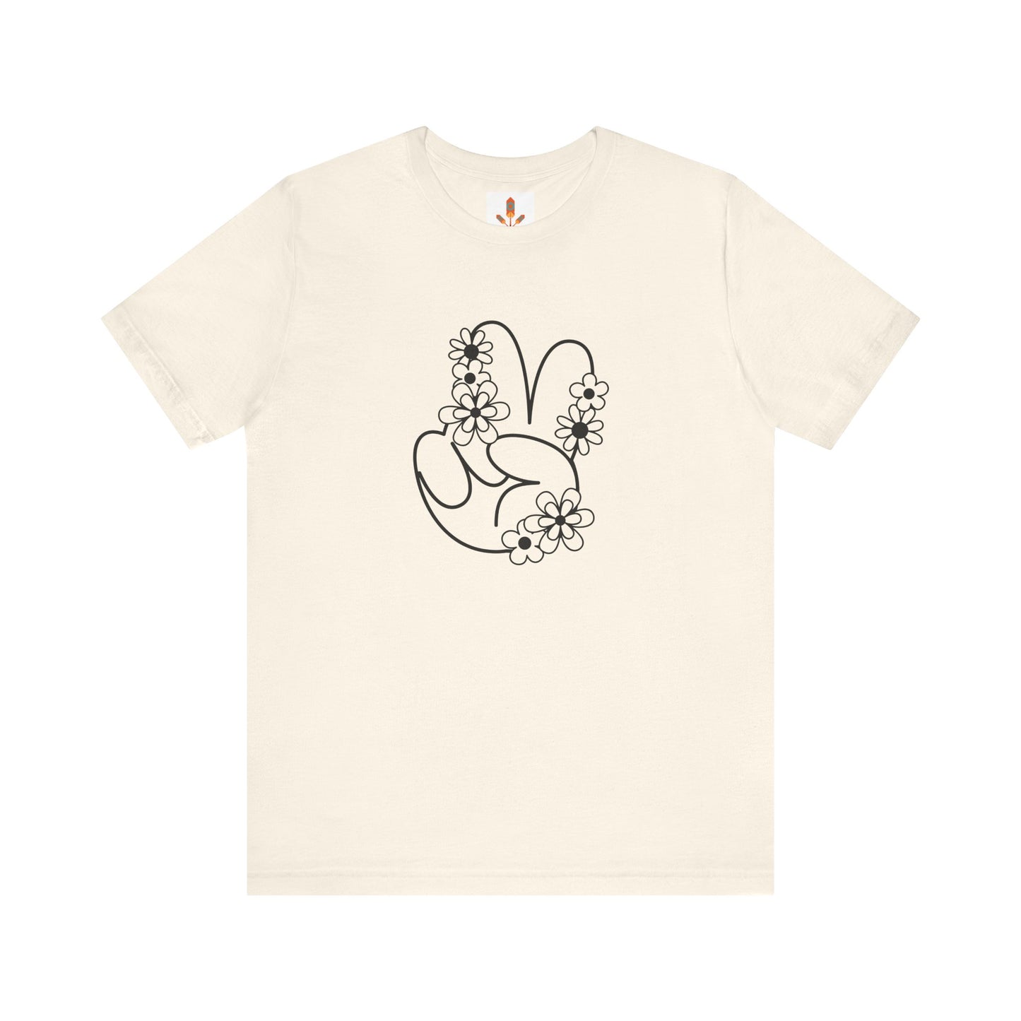 Black Peace Hand Sign with Flowers T-shirt