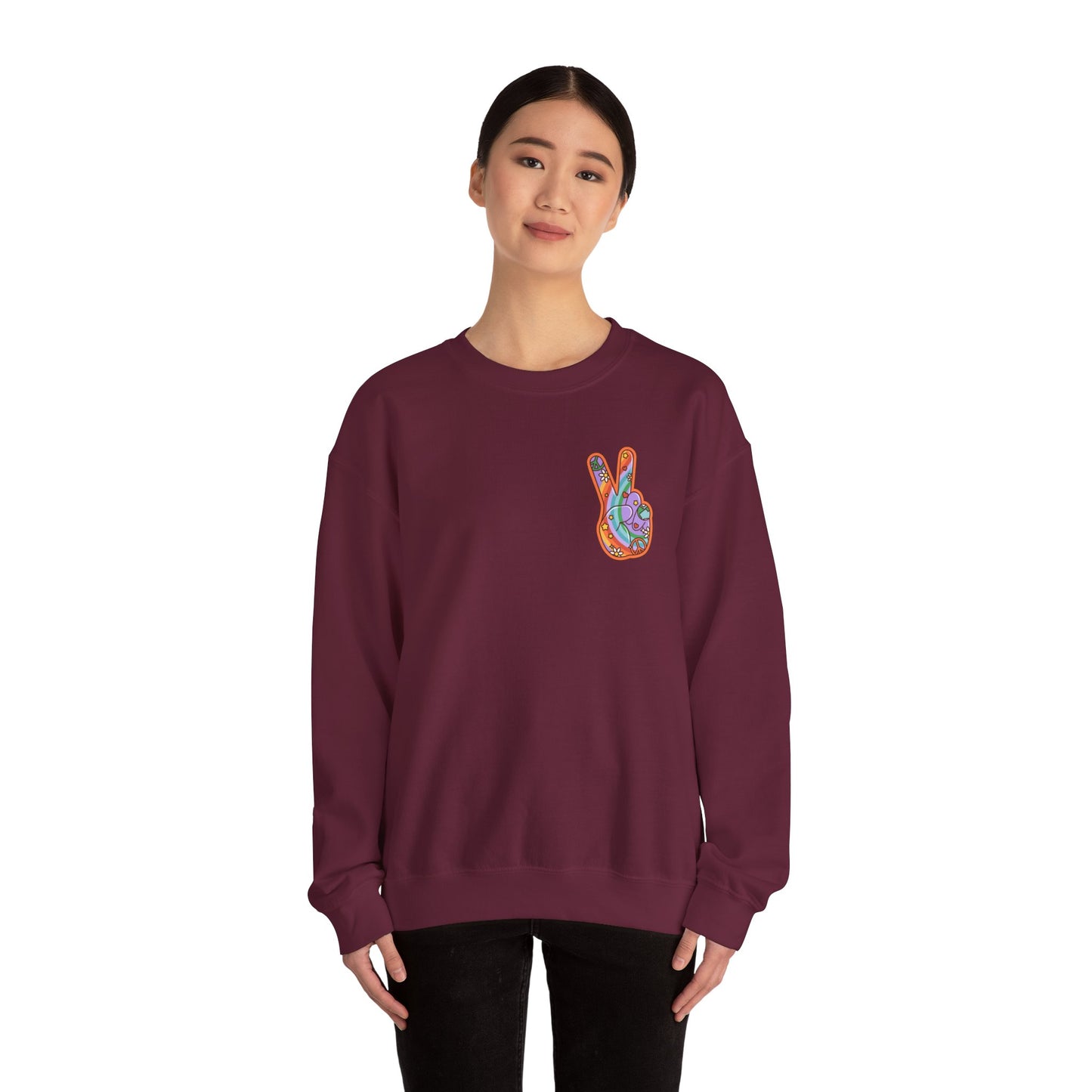 Hippie Peace Hand Sign Sweatshirt