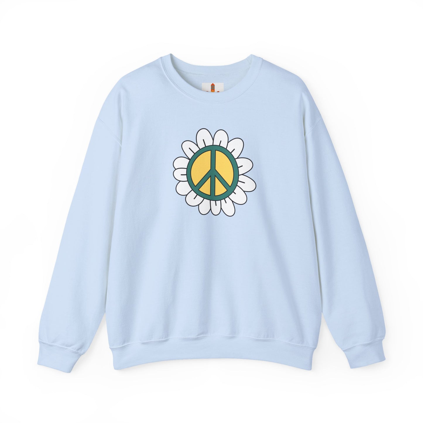 Peace Sign in White Flower Sweatshirt