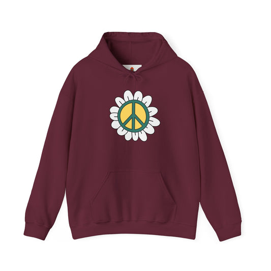 Peace Sign in White Flower Hoodie