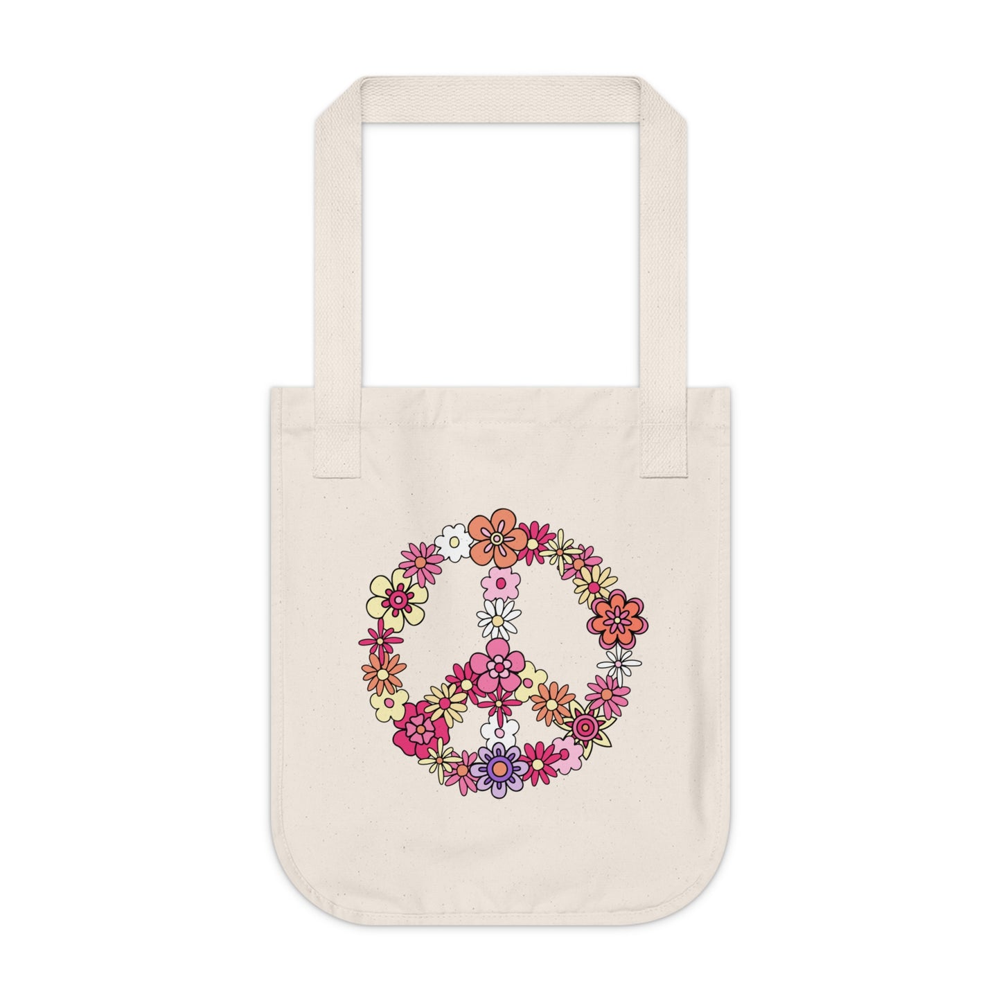 Peace Sign made from Flowers Organic Canvas Tote Bag