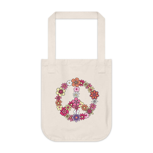 Peace Sign made from Flowers Organic Canvas Tote Bag