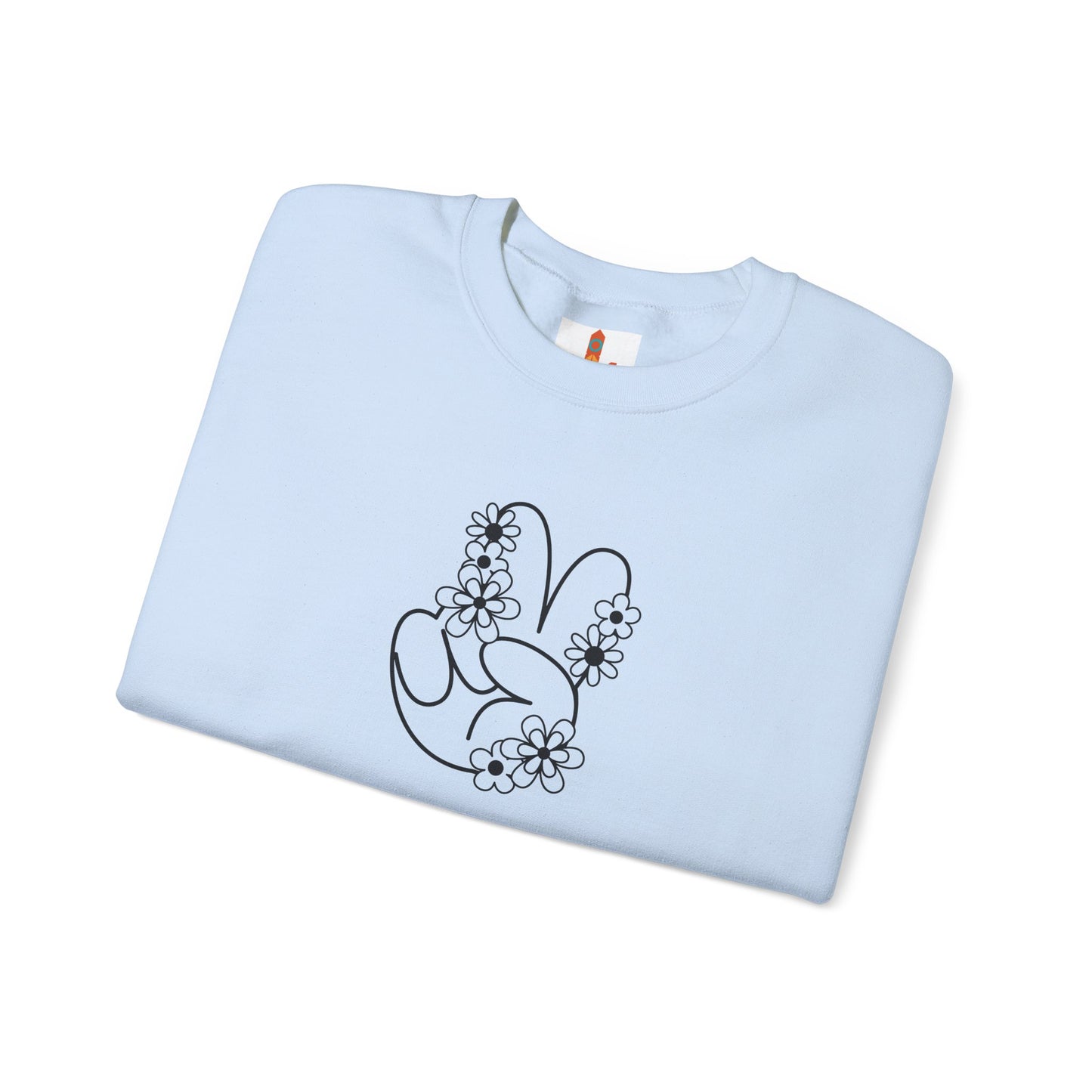 Black Peace Hand Sign with Flowers Sweatshirt