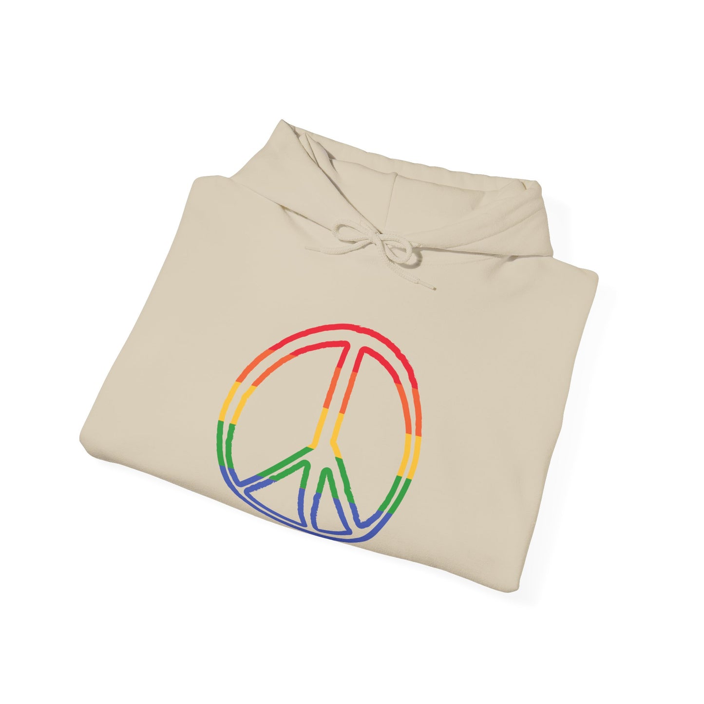 Drawing of Rainbow Peace Sign Hoodie