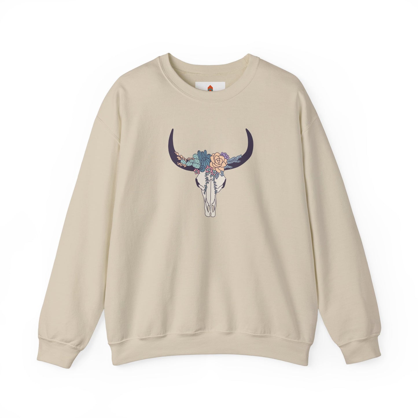 Buffalo Skull with Flowers Sweatshirt