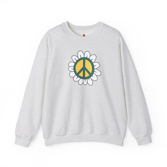 Peace Sign in White Flower Sweatshirt