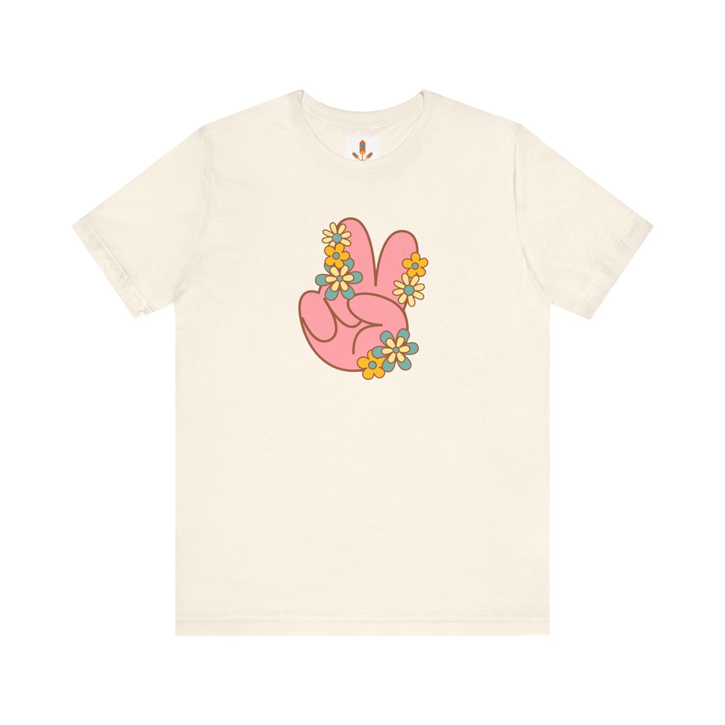 Peace Hand Sign with Flowers T-shirt