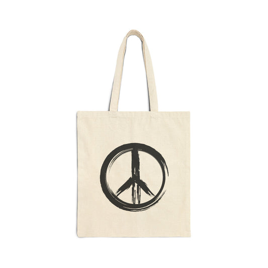 Brush Strokes Peace Sign Cotton Tote Bag