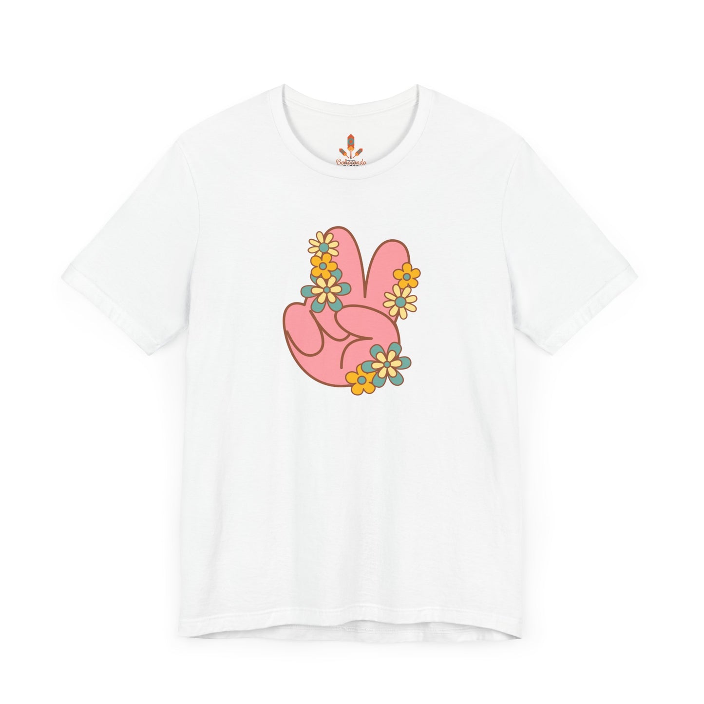 Peace Hand Sign with Flowers T-shirt