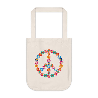Peace Sign made of Flowers Organic Canvas Tote Bag