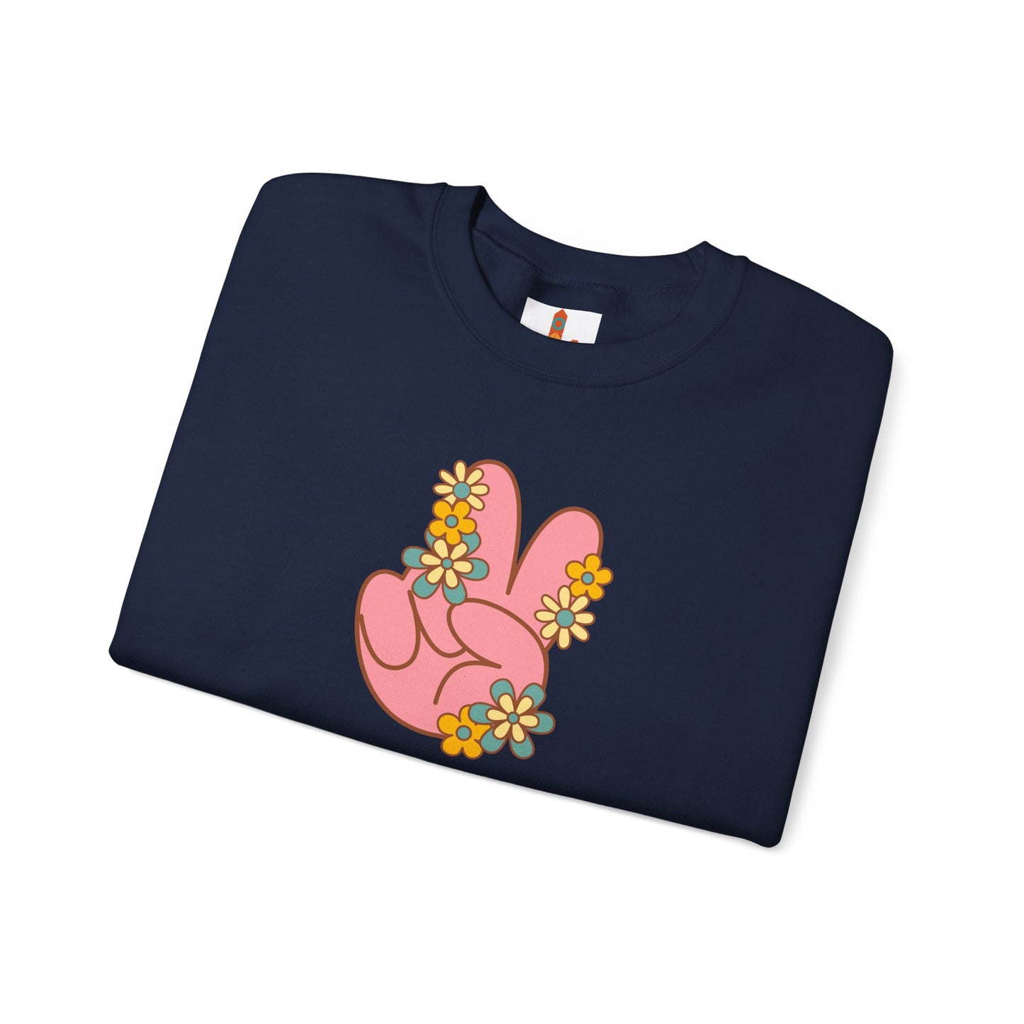 Peace Hand Sign with Flowers Sweatshirt