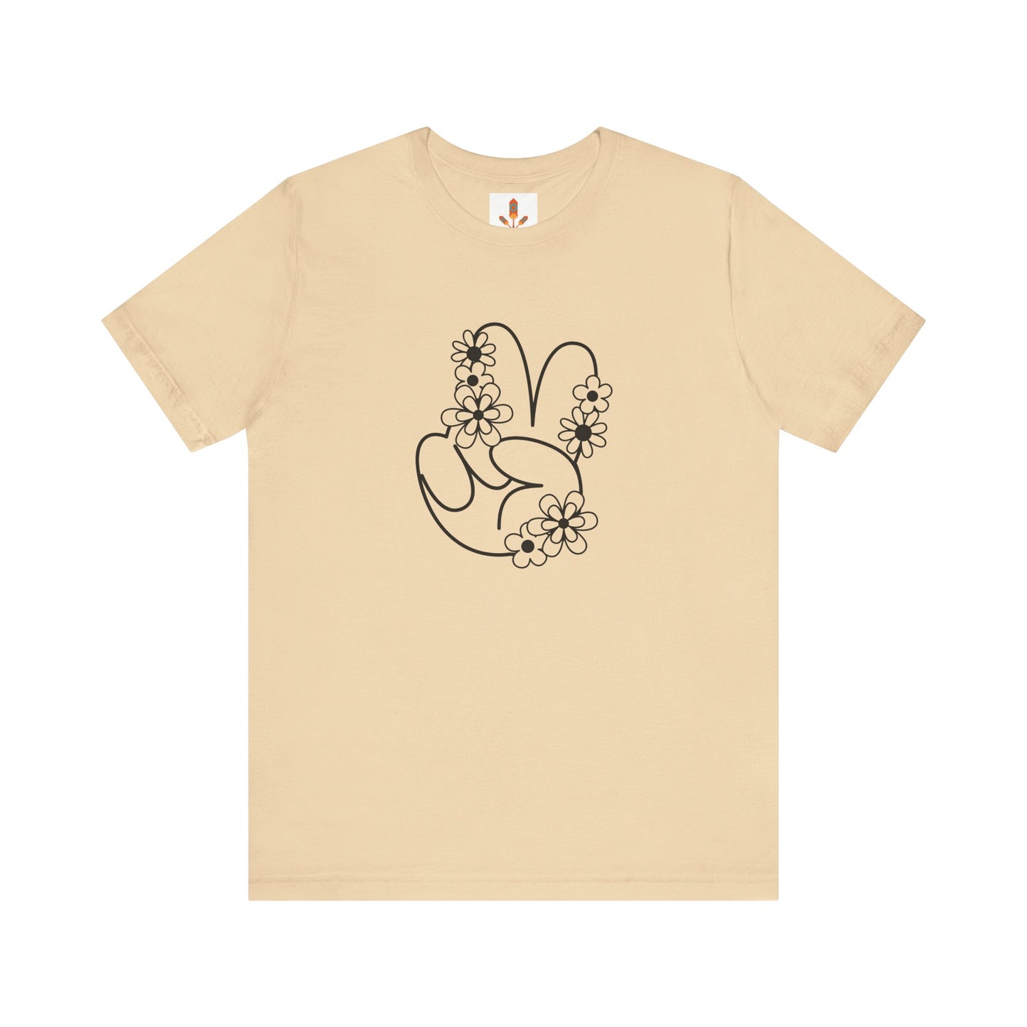 Black Peace Hand Sign with Flowers T-shirt