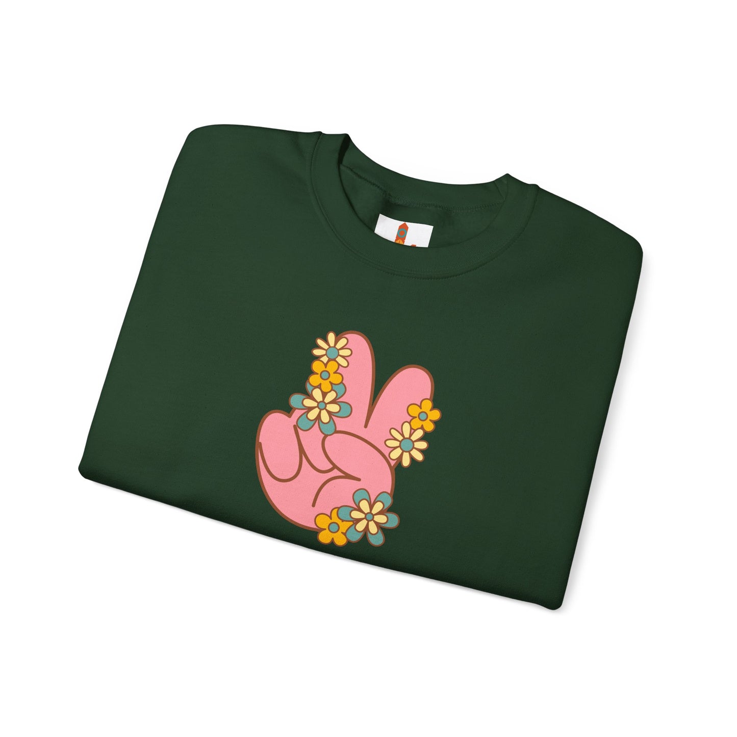 Peace Hand Sign with Flowers Sweatshirt
