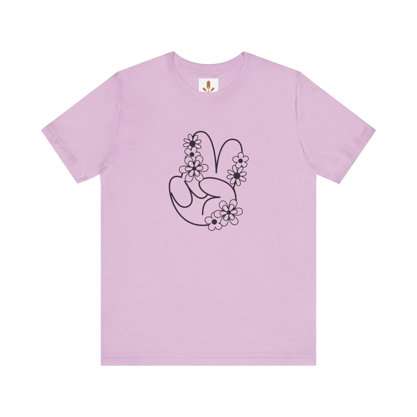 Black Peace Hand Sign with Flowers T-shirt