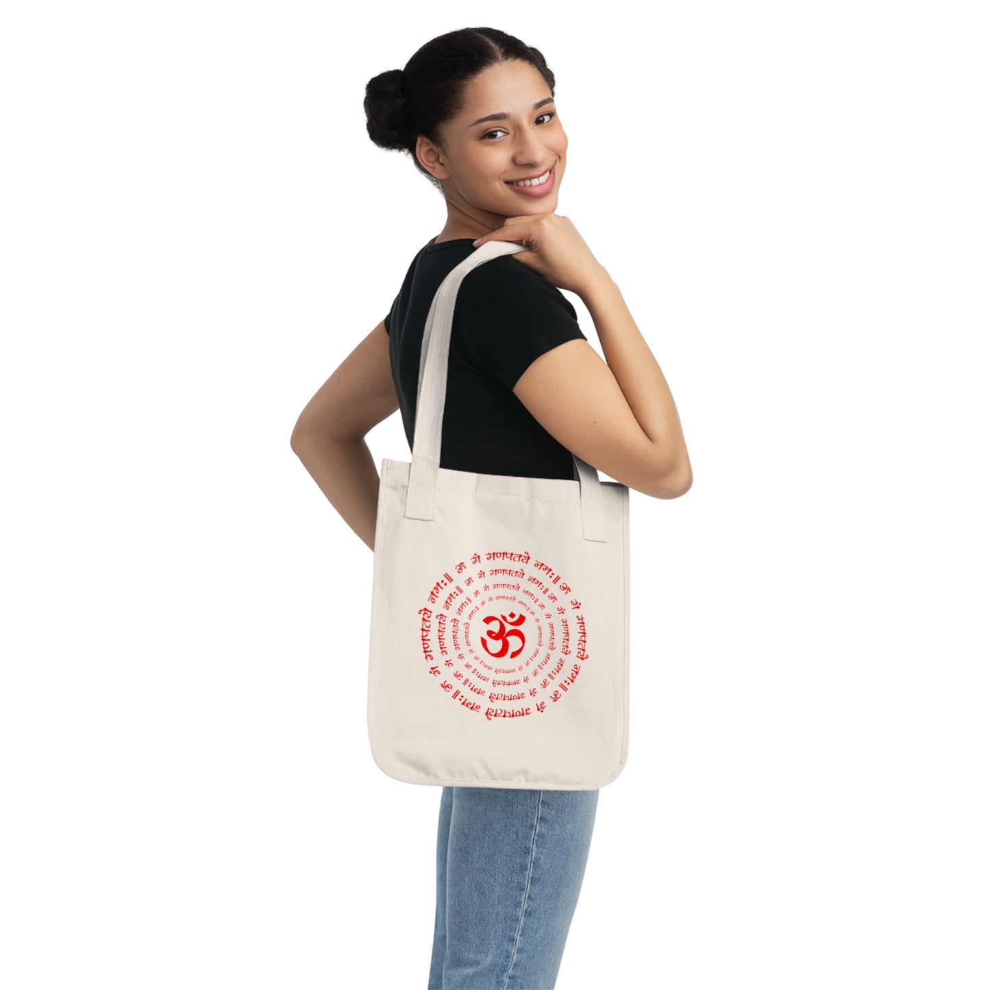 Om Mantra Design Organic Canvas Tote Bag