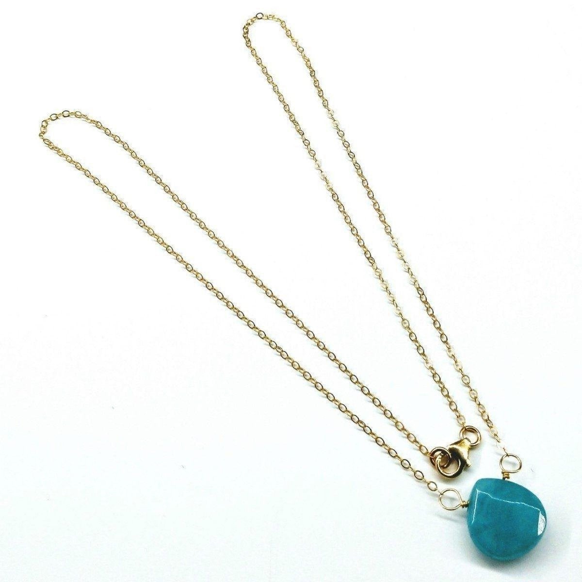 Aqua Jade Gold Drop Necklace