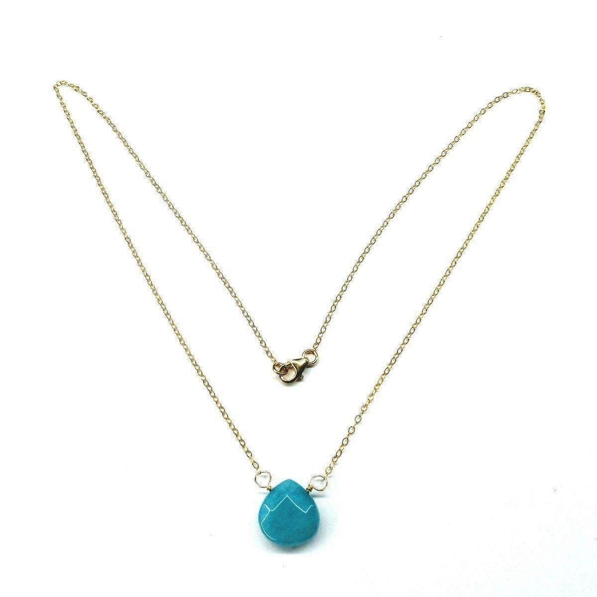 Aqua Jade Gold Drop Necklace