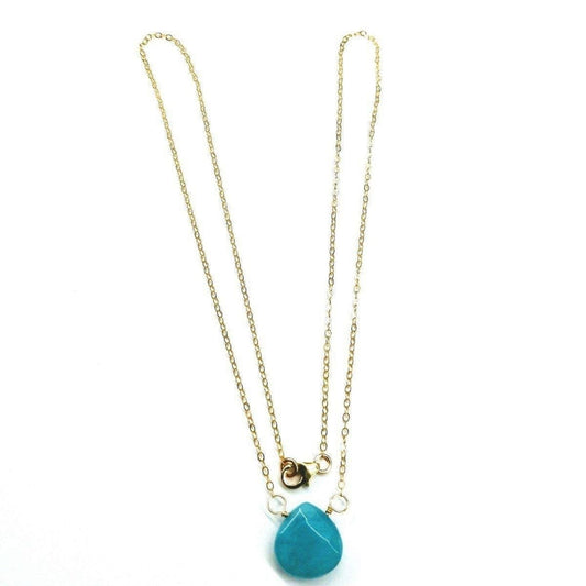 Aqua Jade Gold Drop Necklace