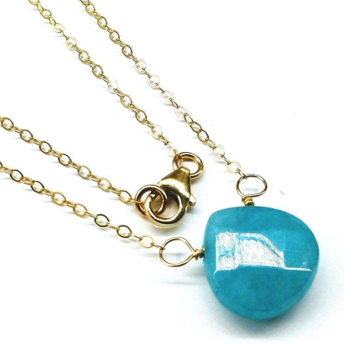 Aqua Jade Gold Drop Necklace