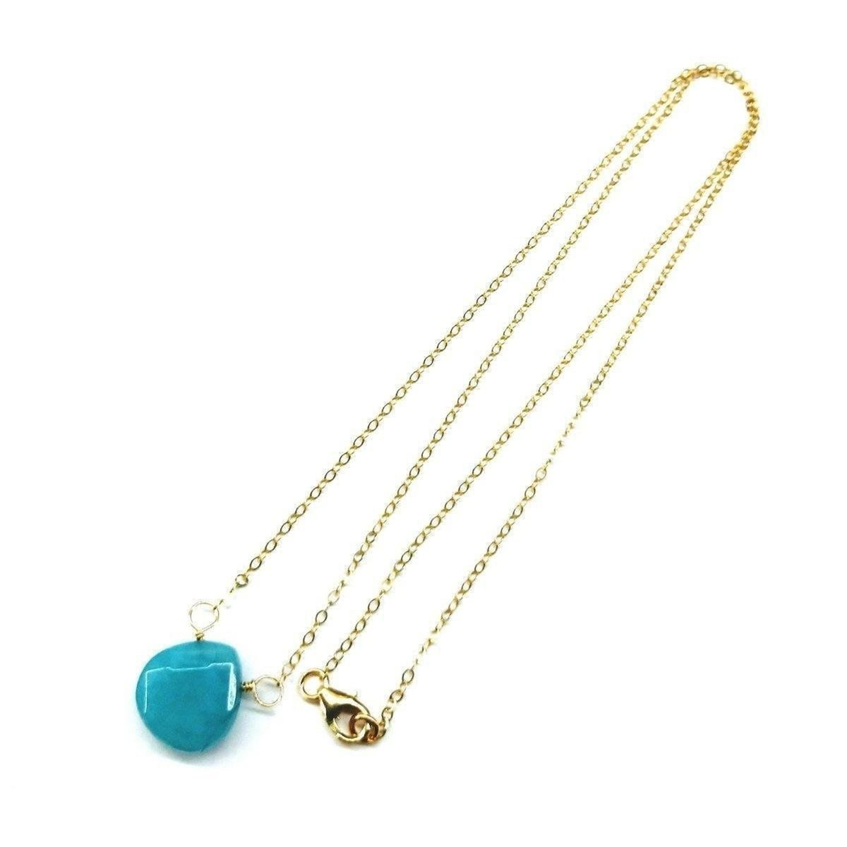 Aqua Jade Gold Drop Necklace