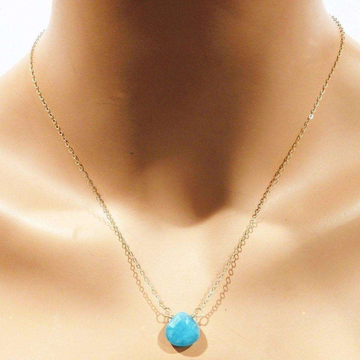 Aqua Jade Gold Drop Necklace