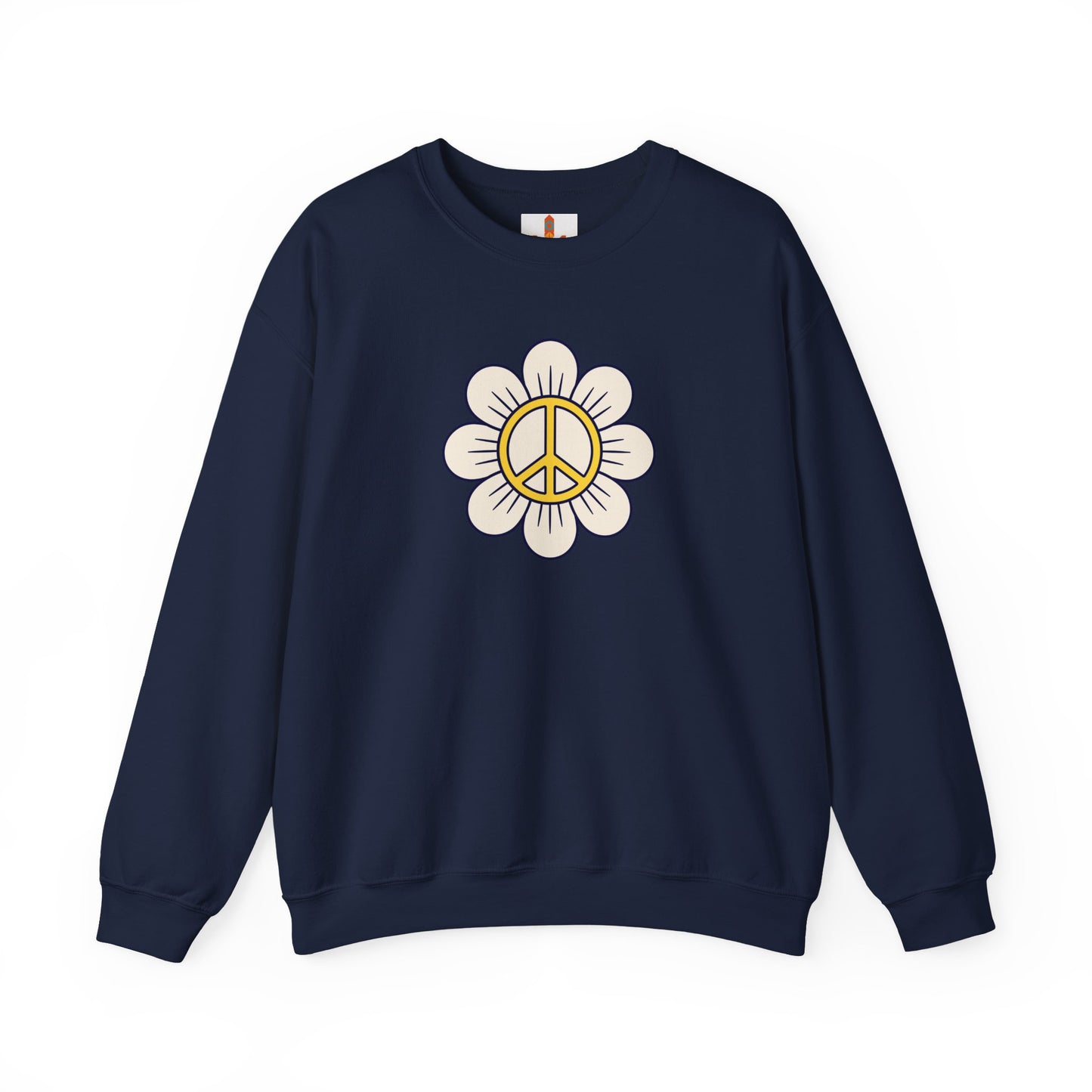 Yellow Peace Sign in a Flower Sweatshirt