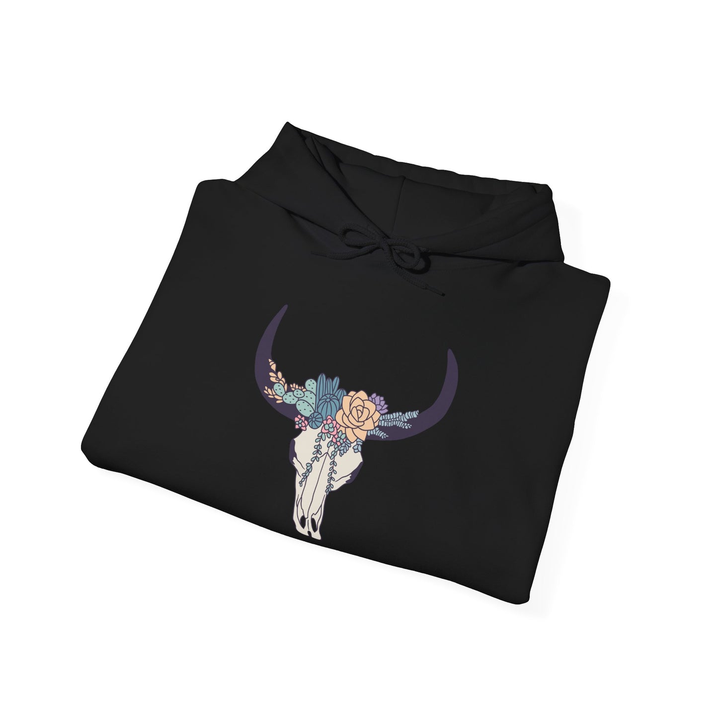 Buffalo Skull with Flowers Hoodie