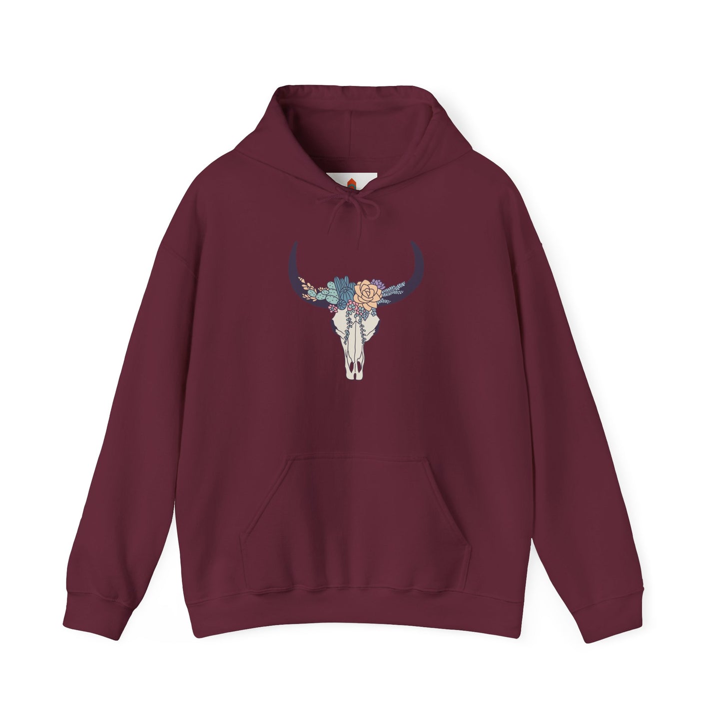 Buffalo Skull with Flowers Hoodie