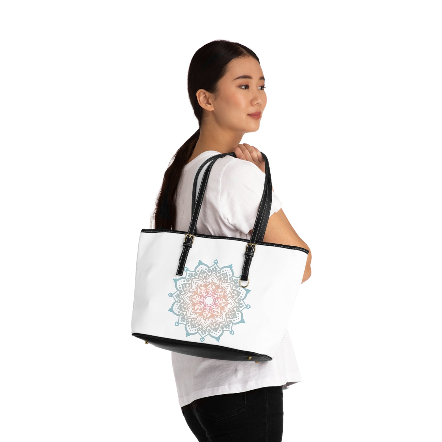 Flower Mandala Leather Shoulder Bag