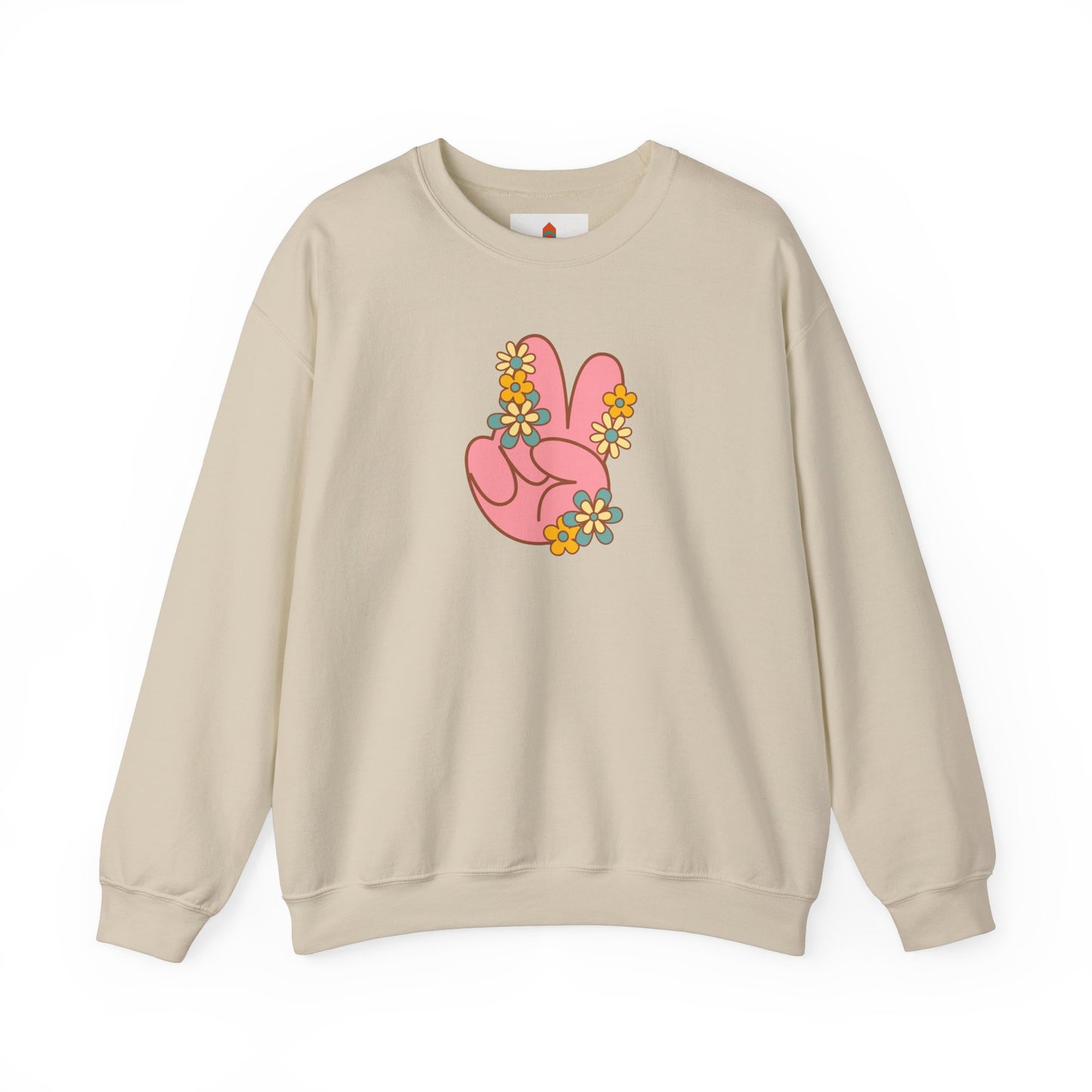 Peace Hand Sign with Flowers Sweatshirt